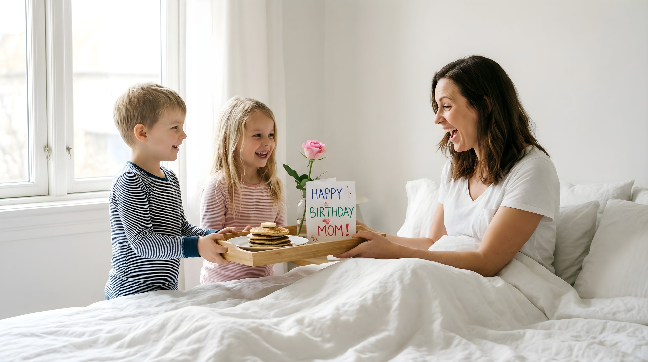 High Quality Heartwarming Mother Birthday Breakfast Surprise in Bed