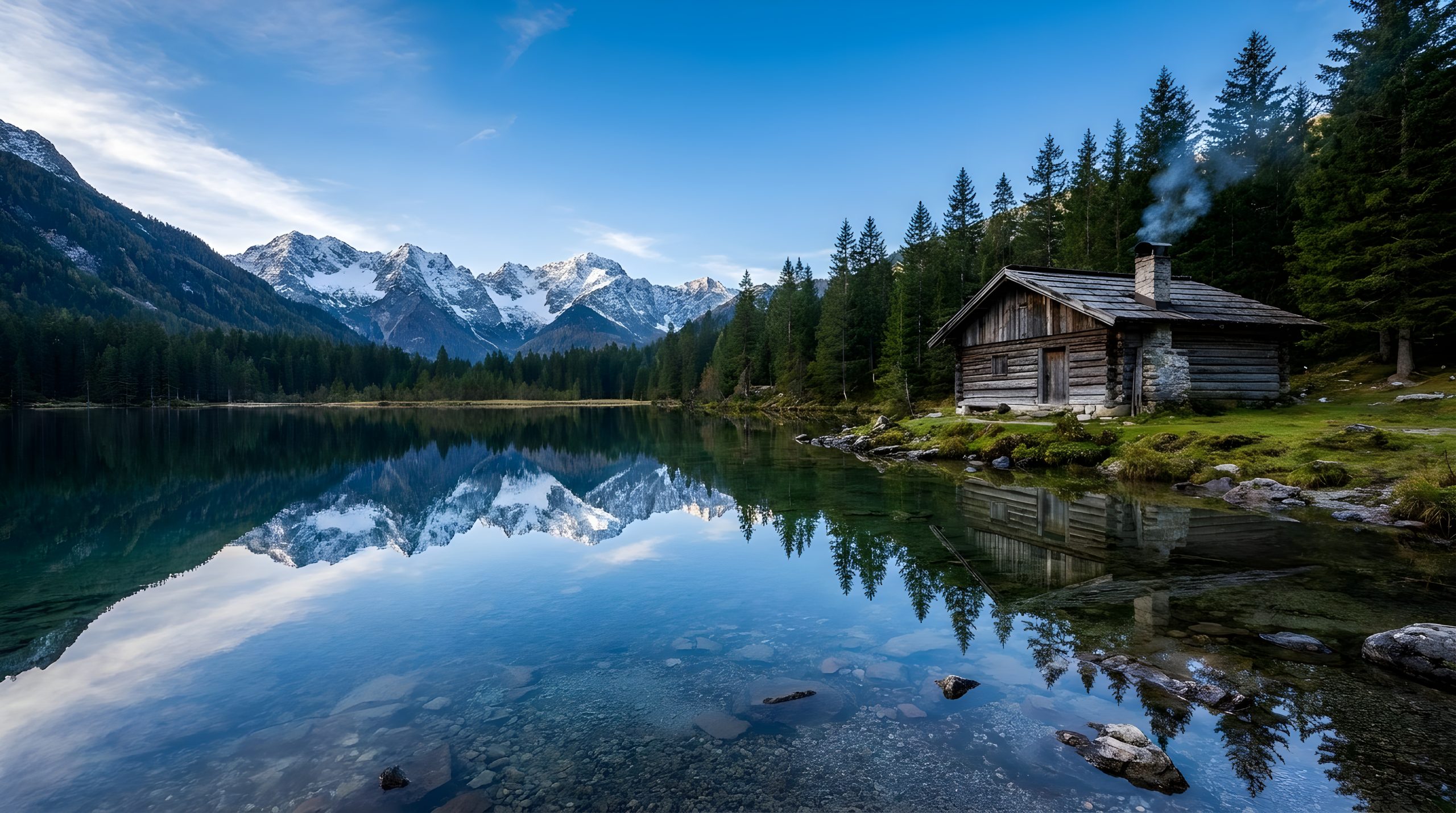Alpine Lake Cabin Reflection Wallpaper: Breathtaking Nature 2026