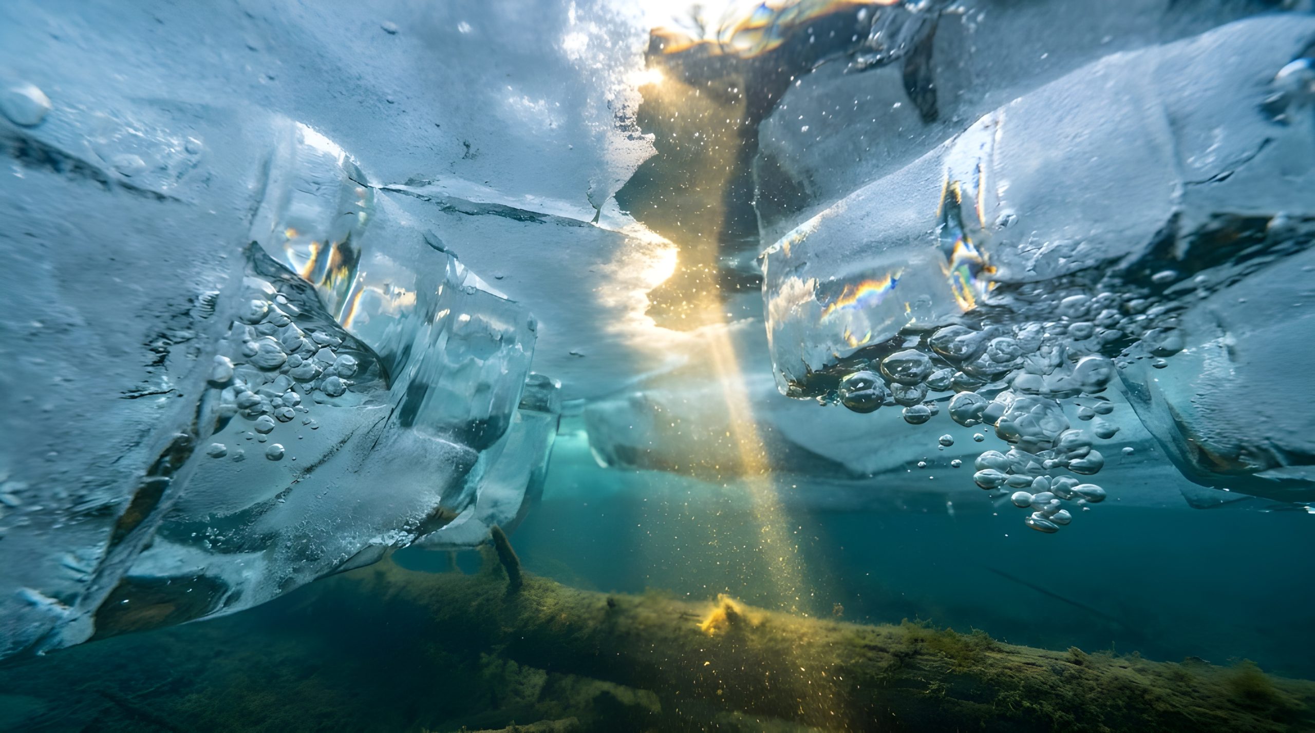 Underwater Ice Lake Sunlight Wallpaper: Epic Nature Art 2026