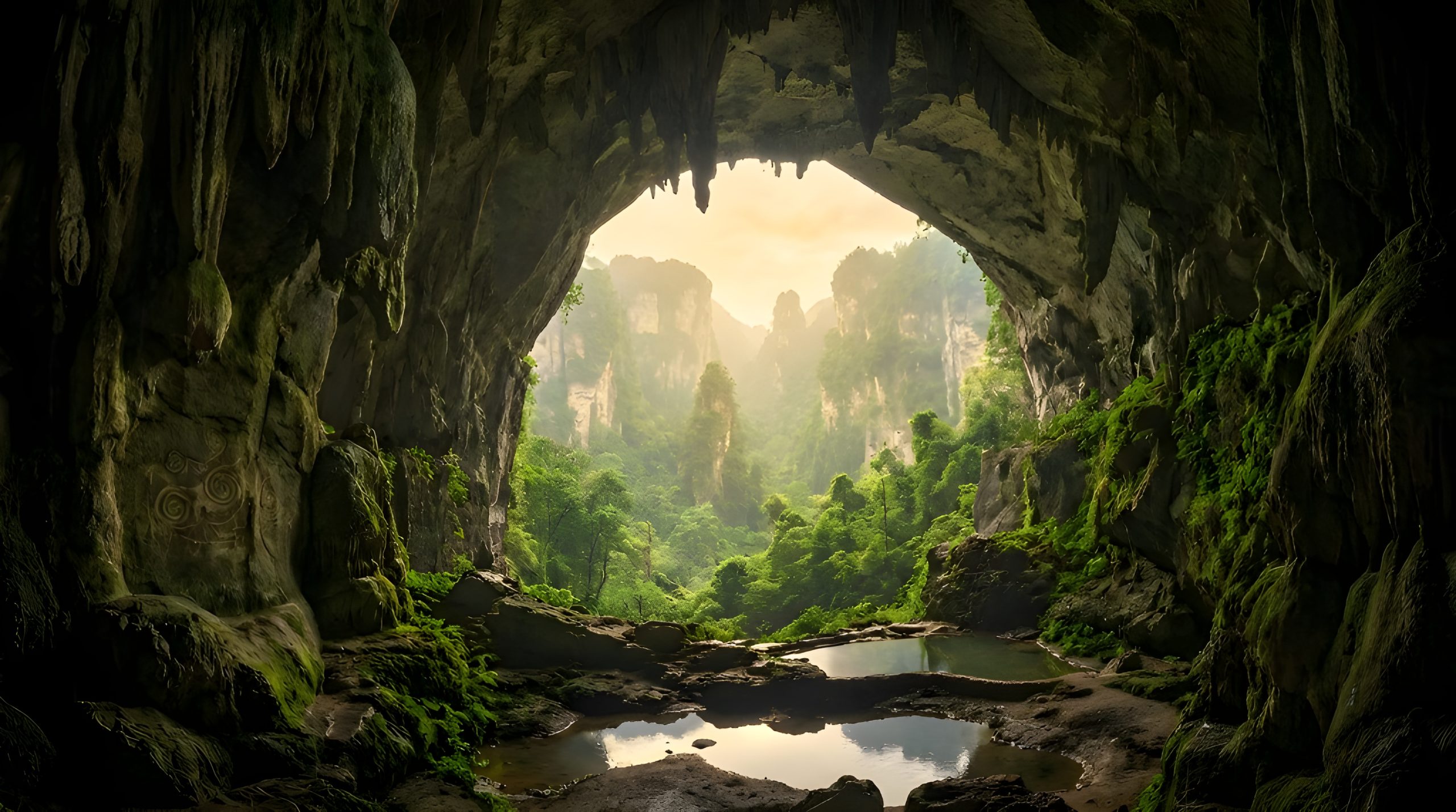 Giant Mossy Cave Landscape Wallpaper: Breathtaking View 2026