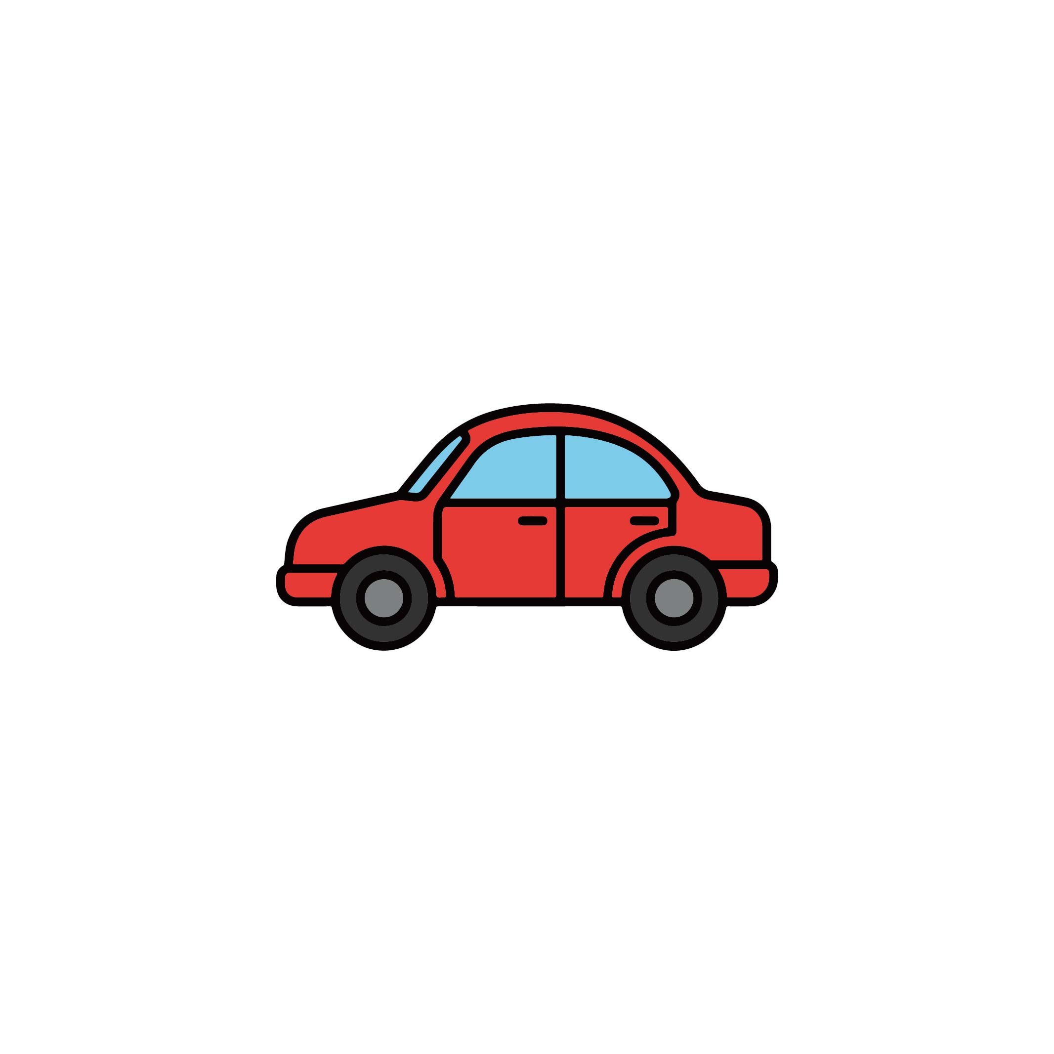 Red Car Vector Icon With A Unique And Simple 2D Design