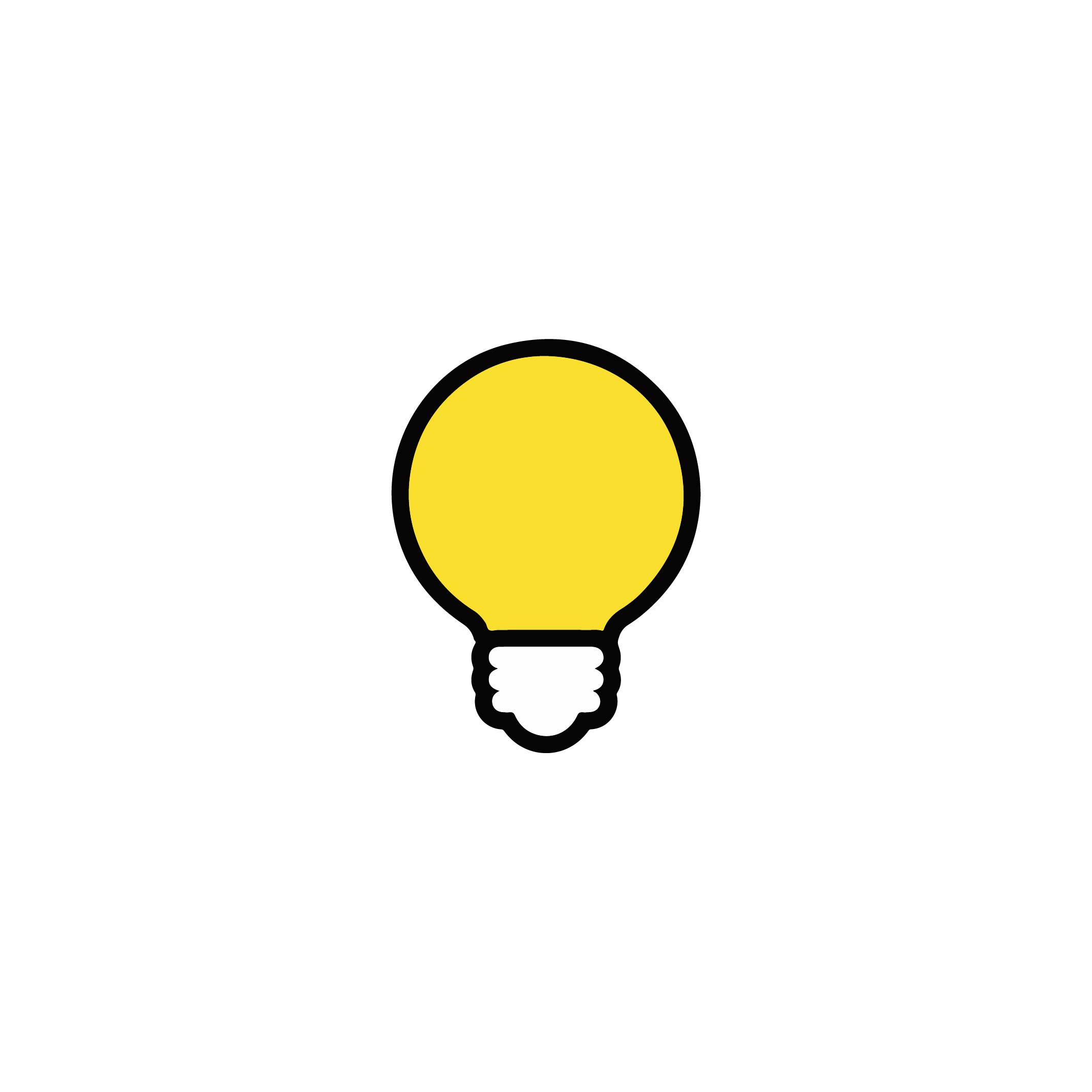 High Quality Yellow Light Bulb Vector Icon For Idea Design