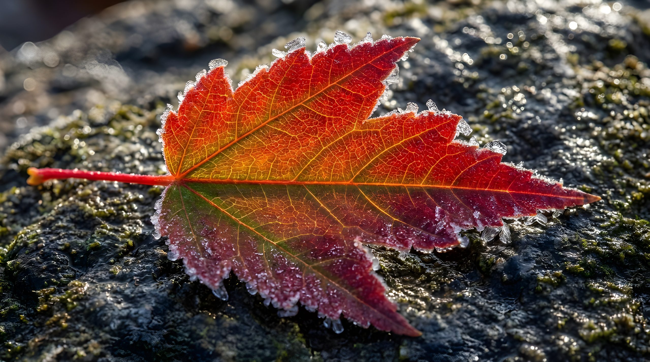 Frosted Autumn Maple Leaf Wallpaper: Crisp Nature Macro 2026