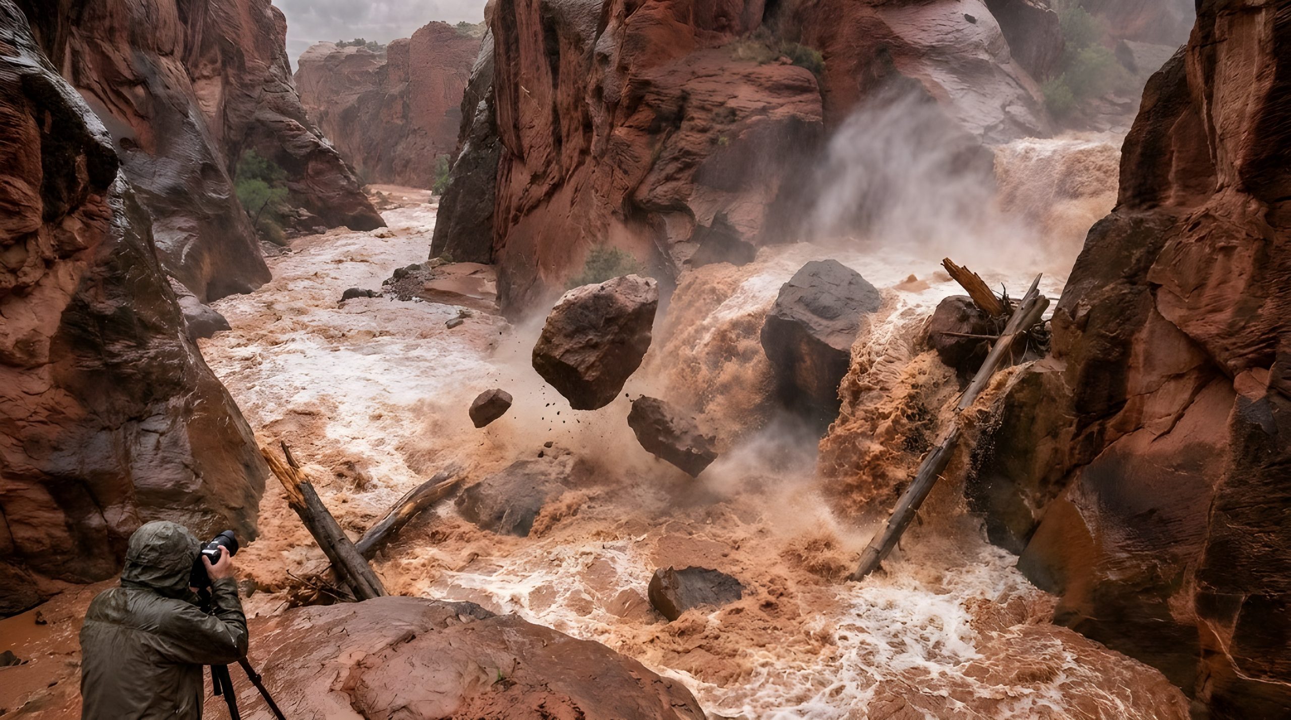 Dramatic Powerful Slot Canyon Flood Photography 2026