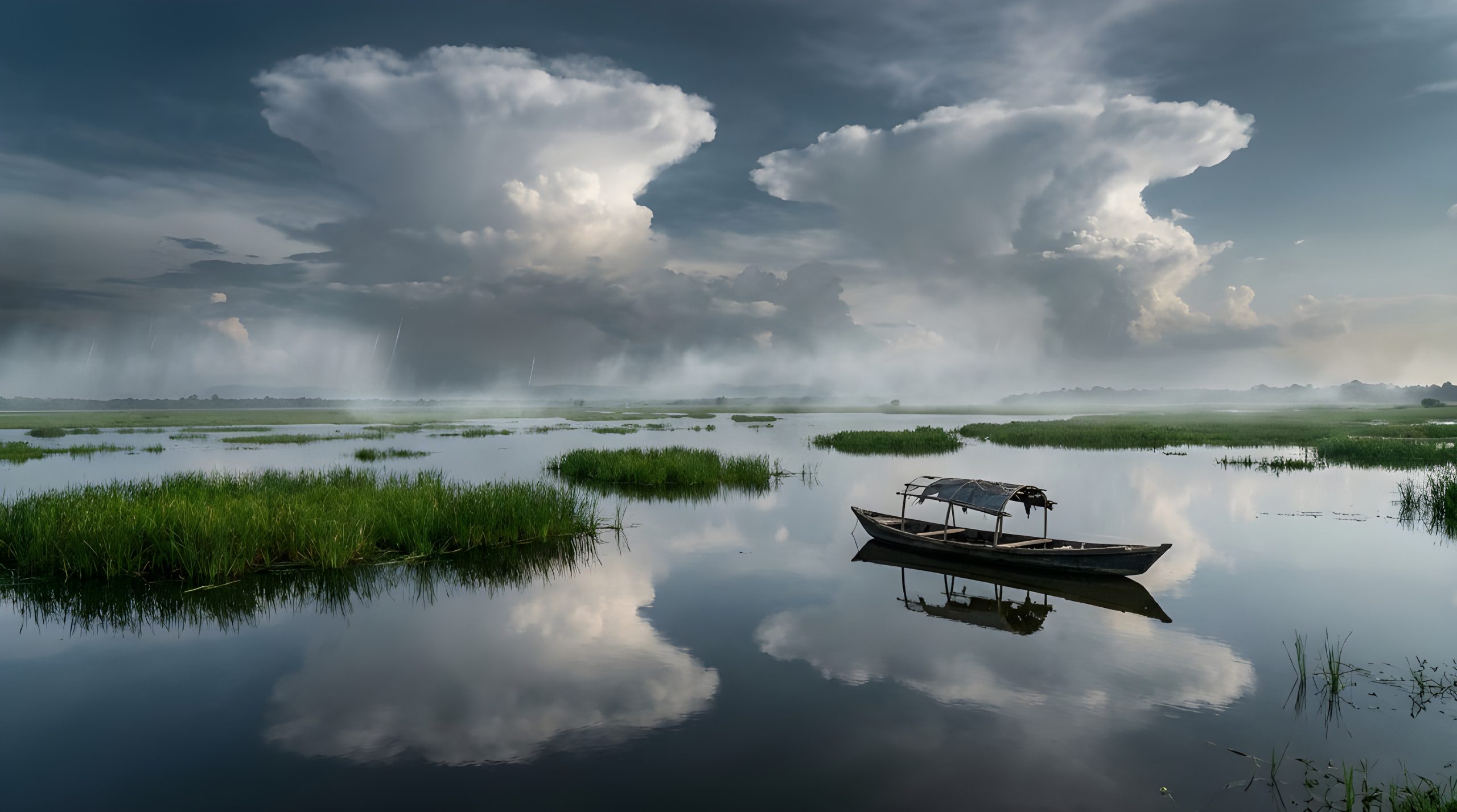 Stormy Wetland Boat: Breathtaking & Epic Monsoon View 2026
