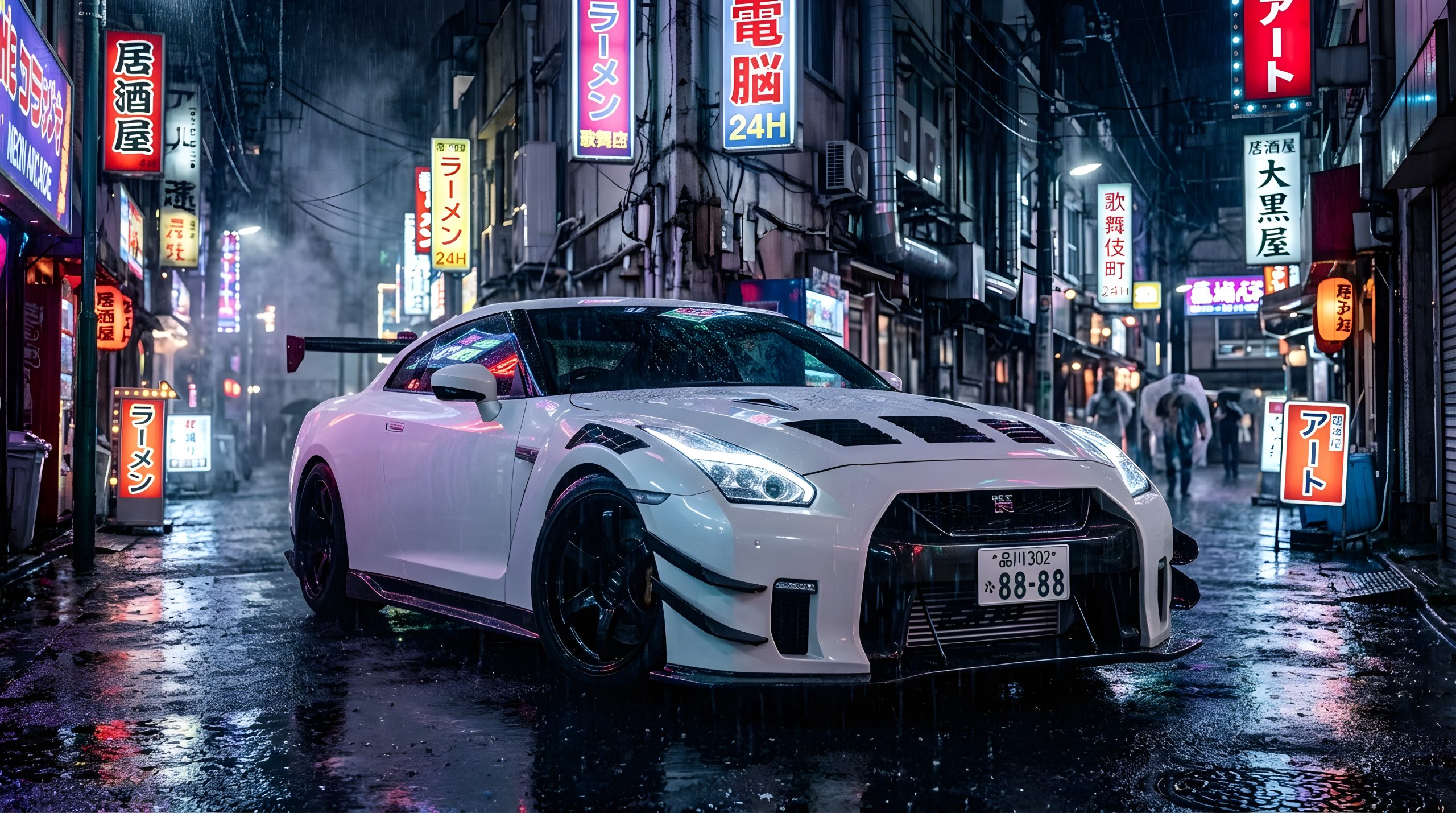 white GT-R Tokyo night: Ultimate 100% High-Resolution JDM Asset