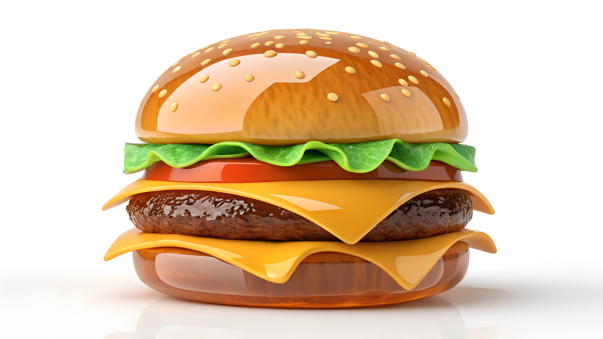 High Quality Glassmorphism Burger Image For 3D Look