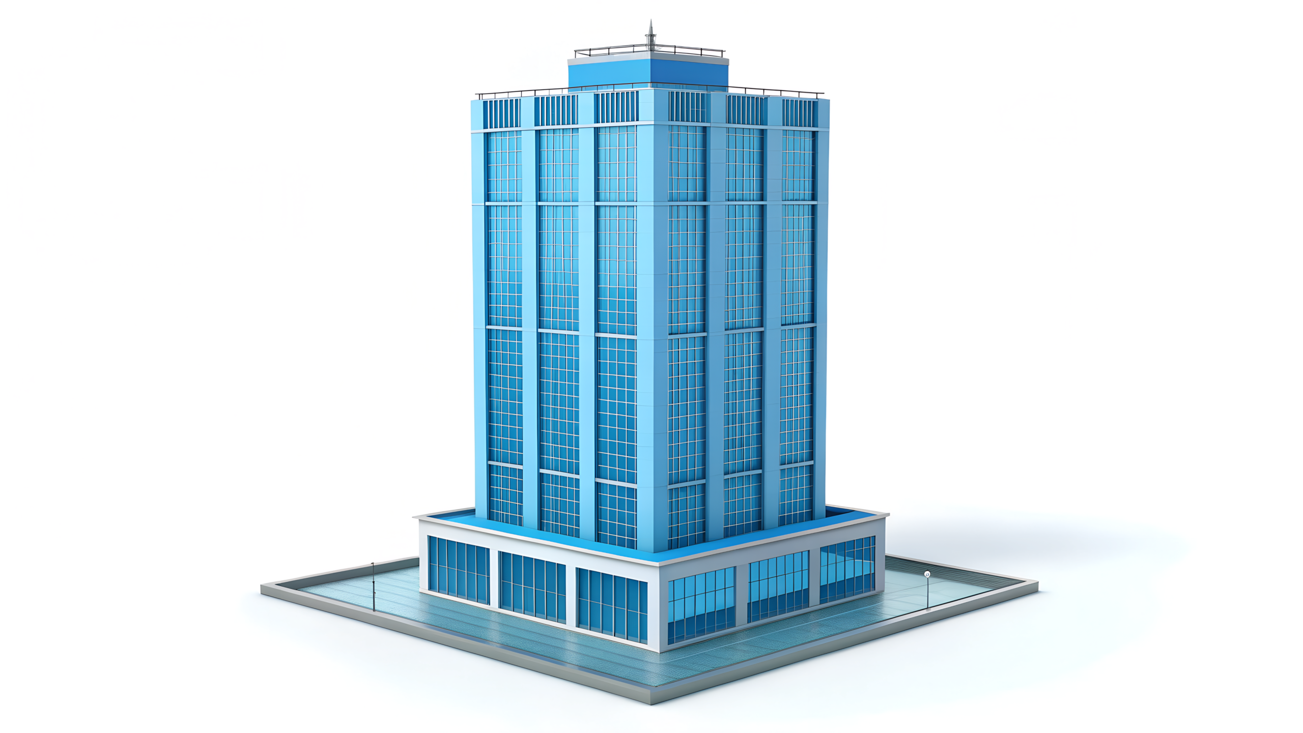 Modern 3D Glassmorphism Skyscraper Building Icon