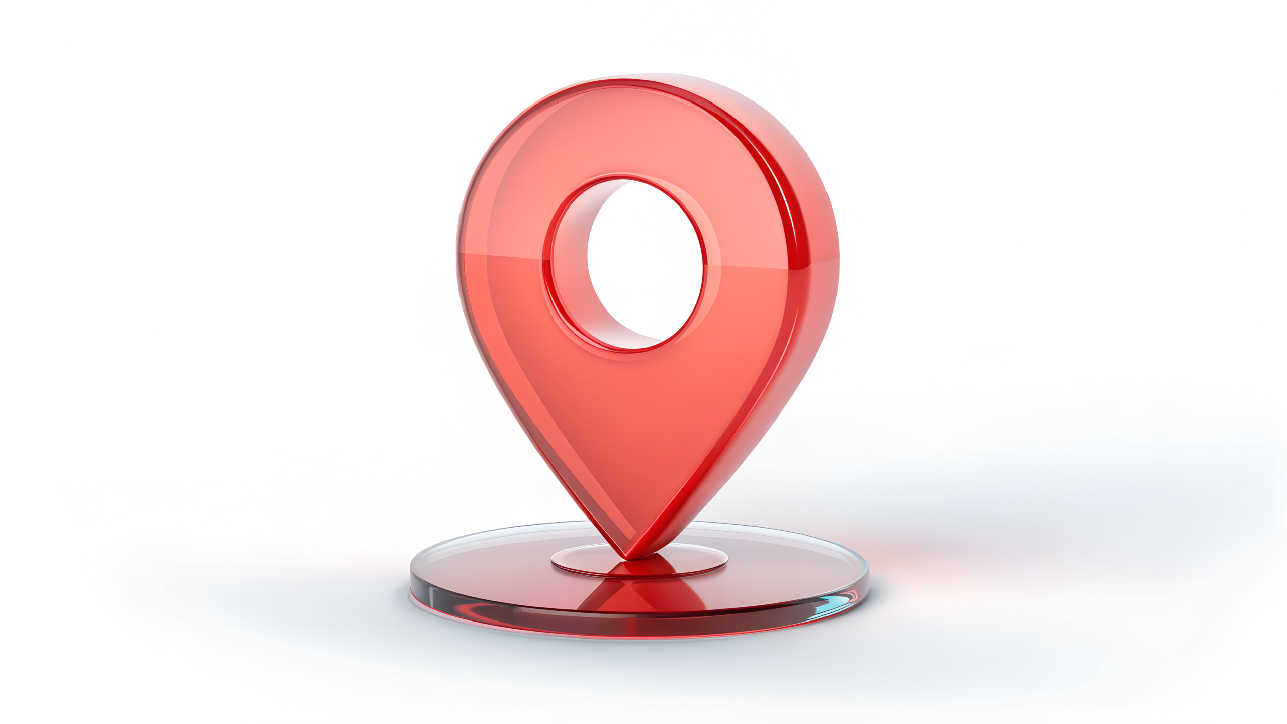 3D Glassmorphism Red Navigation Map Pin Element