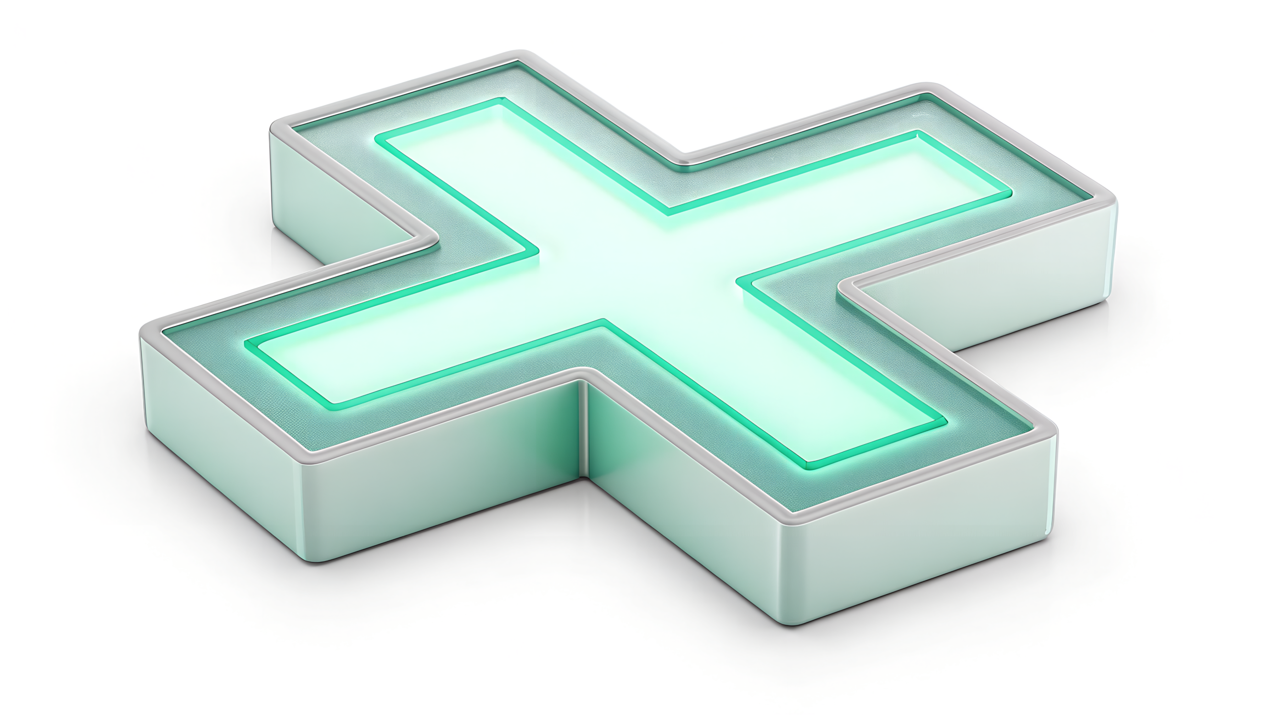 3D Glassmorphism Glowing Medical Cross Element