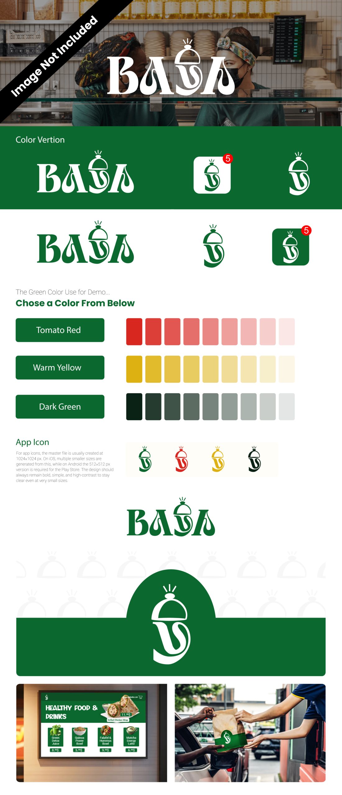 Organic Food Restaurant Logo and Complete Brand Identity