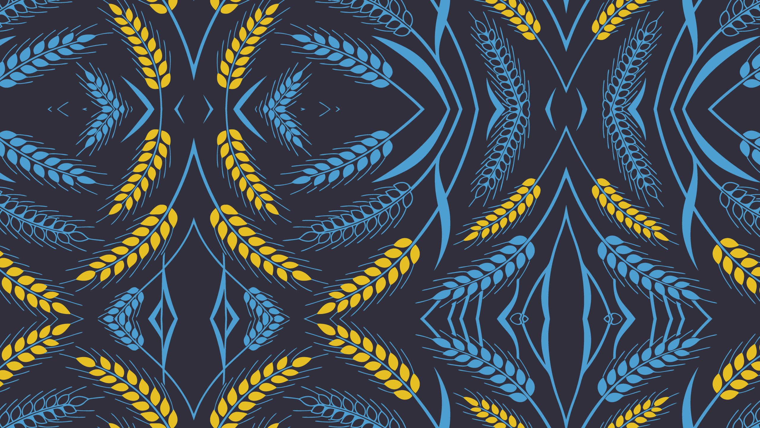 Seamless Symmetrical Wheat Stalk Floral Pattern Design
