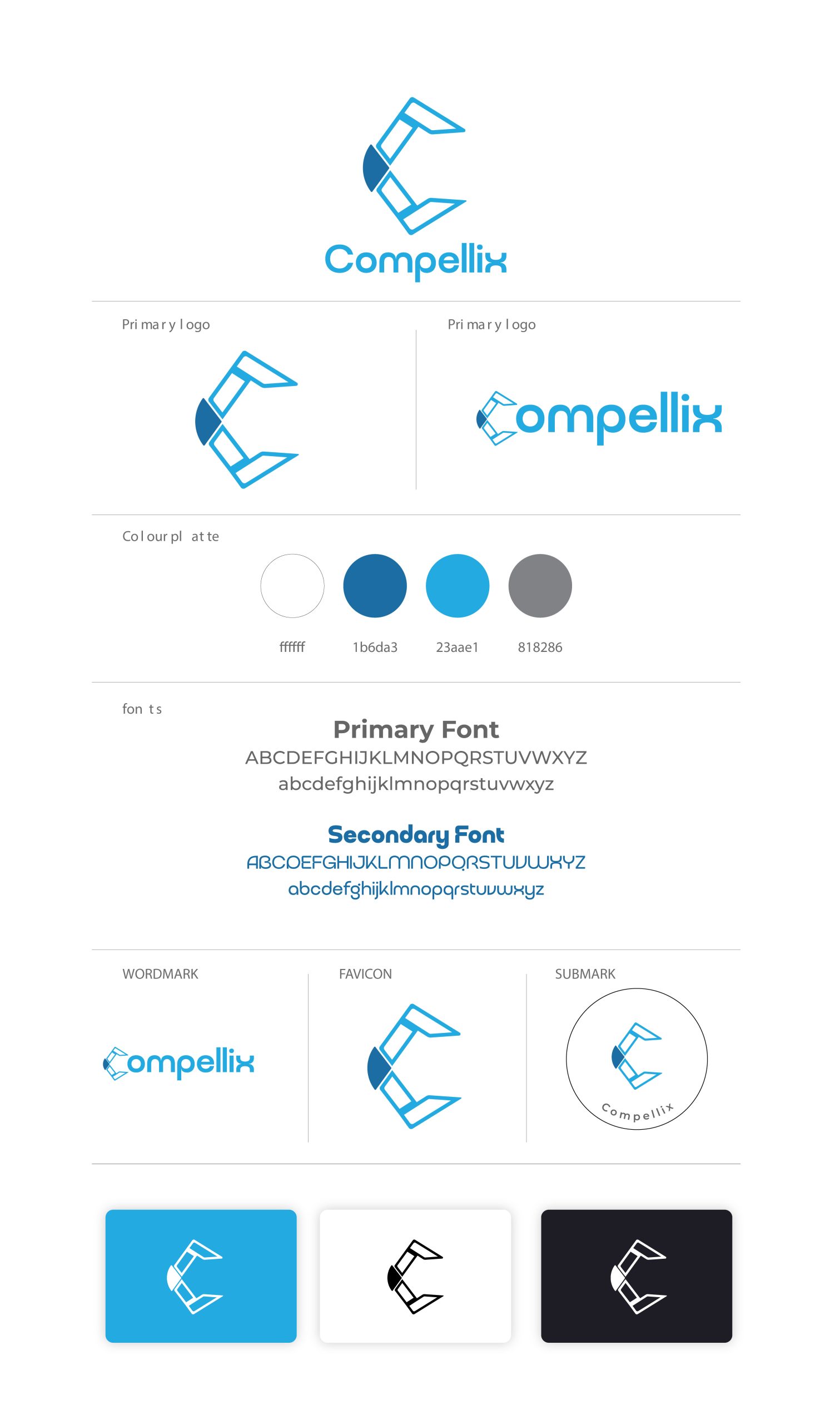 Modern Letter C Tech Logo and Brand Identity Board