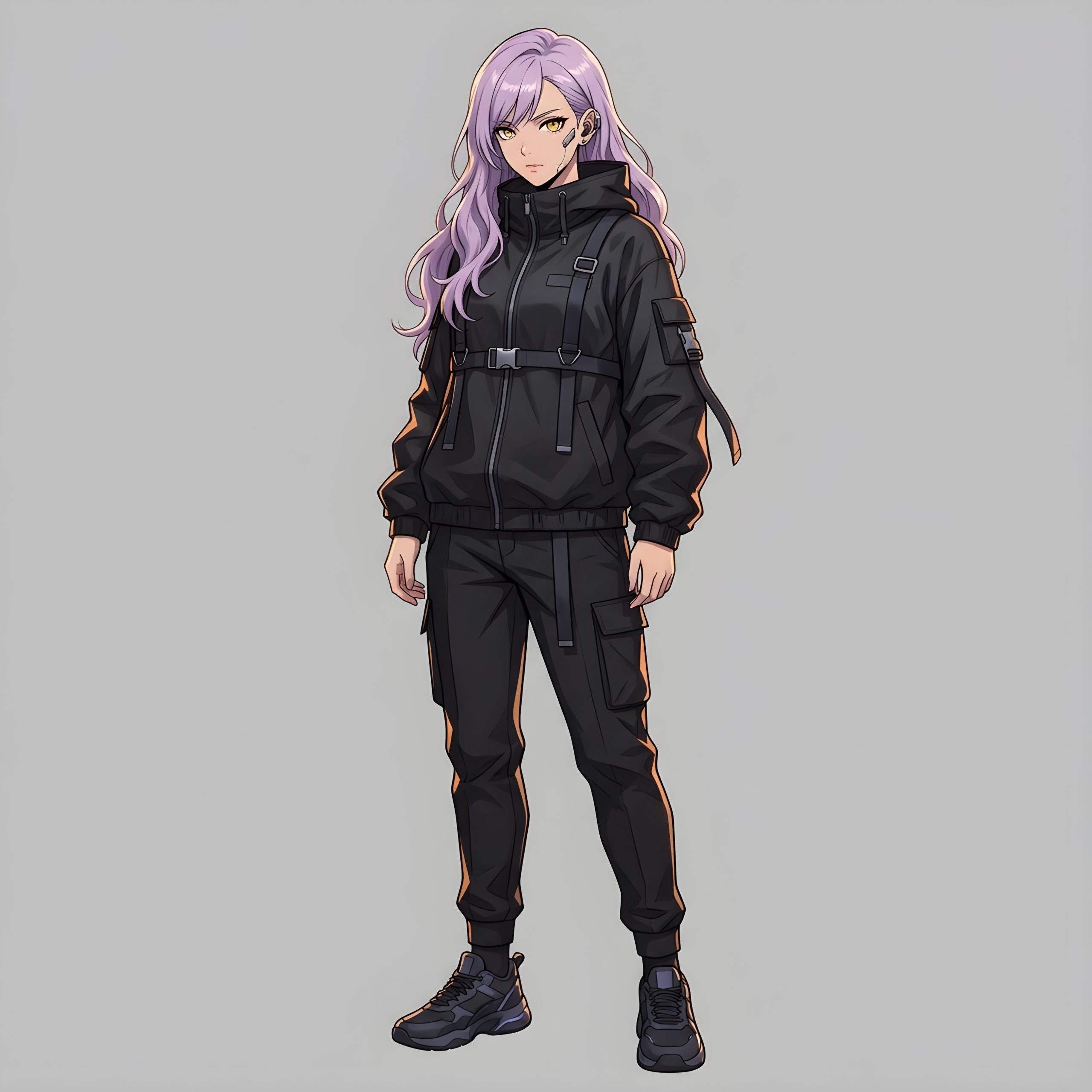 Stunning Purple Hair Techwear Anime Girl 2026